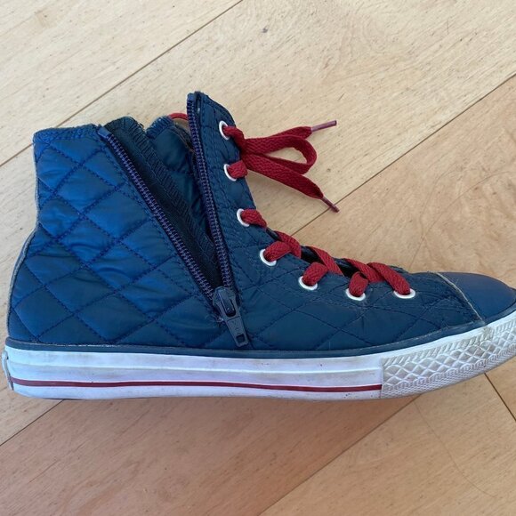 Kids Converse Chuck Taylor All Star High Top Sneakers Youth 5 Navy Zipper - Picture 9 of 14